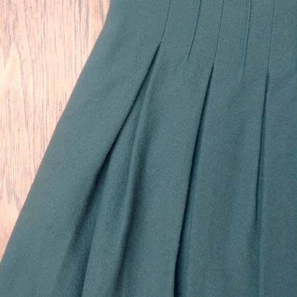 Vintage Jocomomola teal blue green pleated front wool skirt 40 approx S/M - Picture 11 of 14